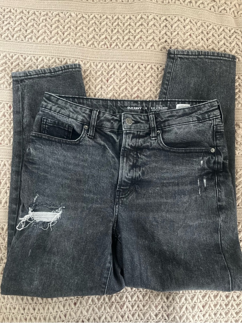 Old Navy Washed Black High Rise O.G. Straight Women's Jeans - Picture 3 of 4